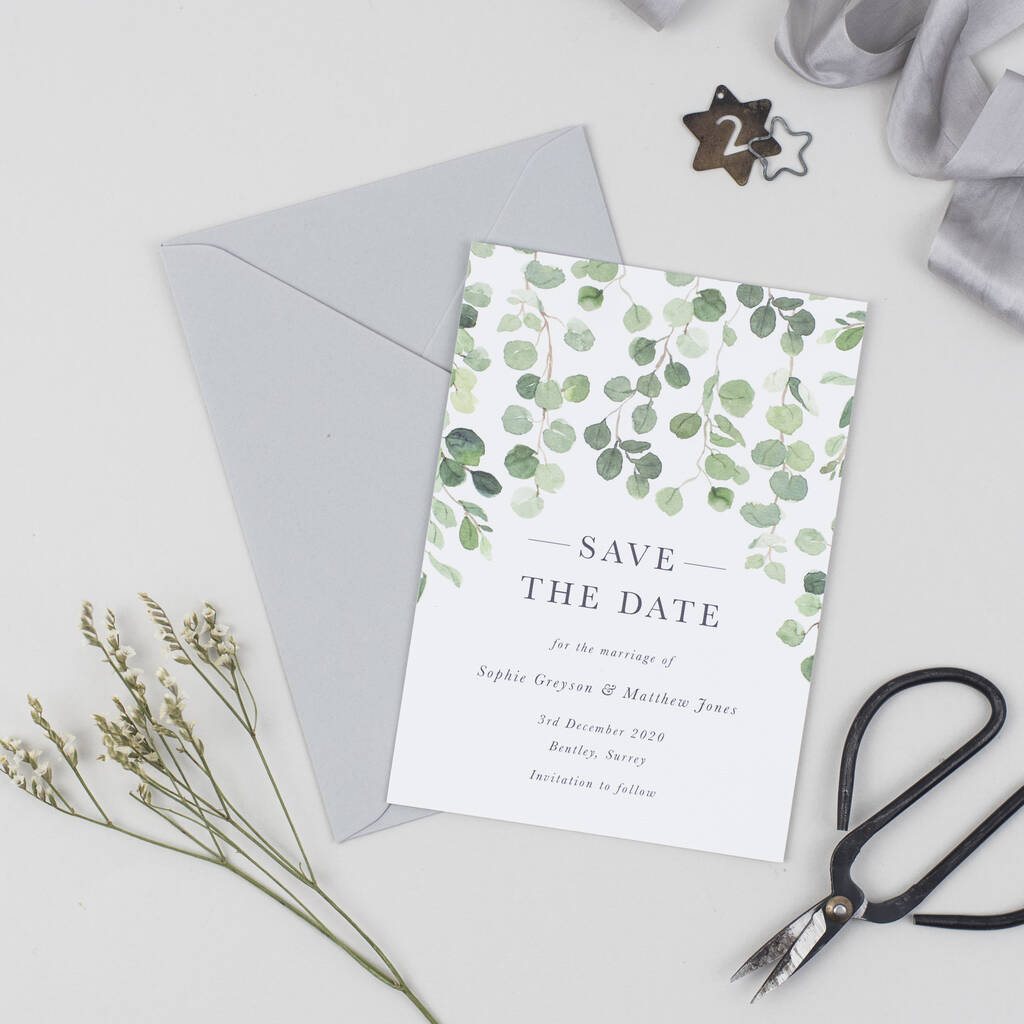 Eucalyptus Wedding Save The Date Card By Pear Paper Co ...