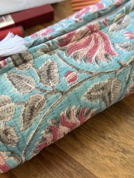 Block Print Washbag, Make Up Pouch, Travel Kit, 9 of 12