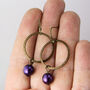 Hammered Ring And Purple Pearl Earrings, thumbnail 2 of 8