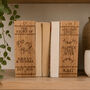 Personalised Portrait Solid Oak Wedding Bookends, Wedding Anniversary Gift, thumbnail 7 of 8