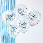 Blue And Rose Gold Baby Boy Confetti Balloons, thumbnail 1 of 3