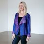 Kantha Handstitched Purple Silk Jacket, thumbnail 1 of 4