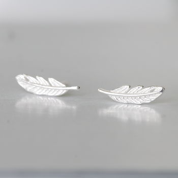 Silver Feather Earrings Studs By Attic | notonthehighstreet.com