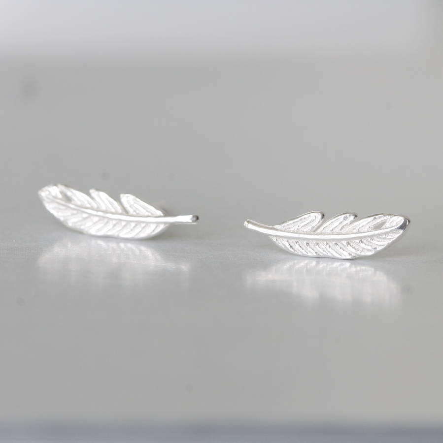 925 Silver Plated Hook 2.5'' Leaf Feather Retro Silver Club Lady Earrings #17 