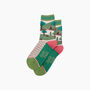 Dog Walking Striped Bamboo Socks In Green, thumbnail 3 of 4