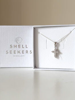 Sterling Silver Moissanite Cross Necklace, 4 of 6