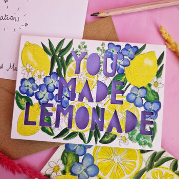 'You Made Lemonade' Paper Cut Congratulations Card, 2 of 5
