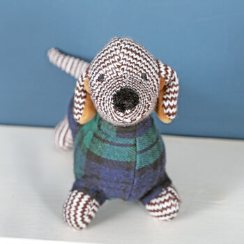 Tartan Plaid Dachshund Sausage Dog Rattle And Bag, 4 of 4