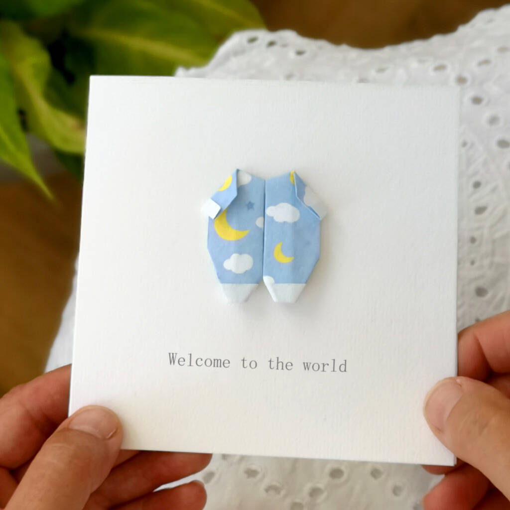 Personalised New Baby Origami Baby Grow Card, 1 of 4