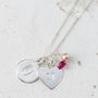 Monogram And Birthstone Silver Necklace, thumbnail 7 of 11