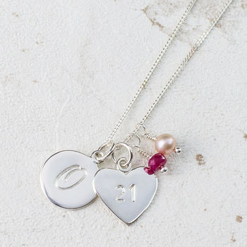 Monogram And Birthstone Silver Necklace, 7 of 11