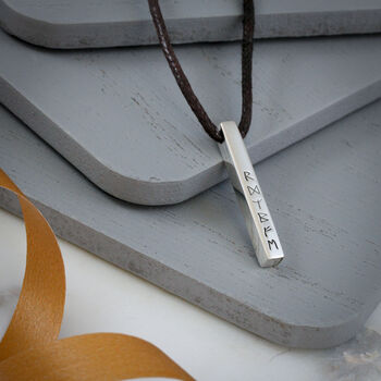Travel Rune Silver And Cord Bar Necklace, 6 of 6