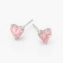 Sterling Silver Pink Heart Cz Stud Earrings – 7mm, thumbnail 2 of 4