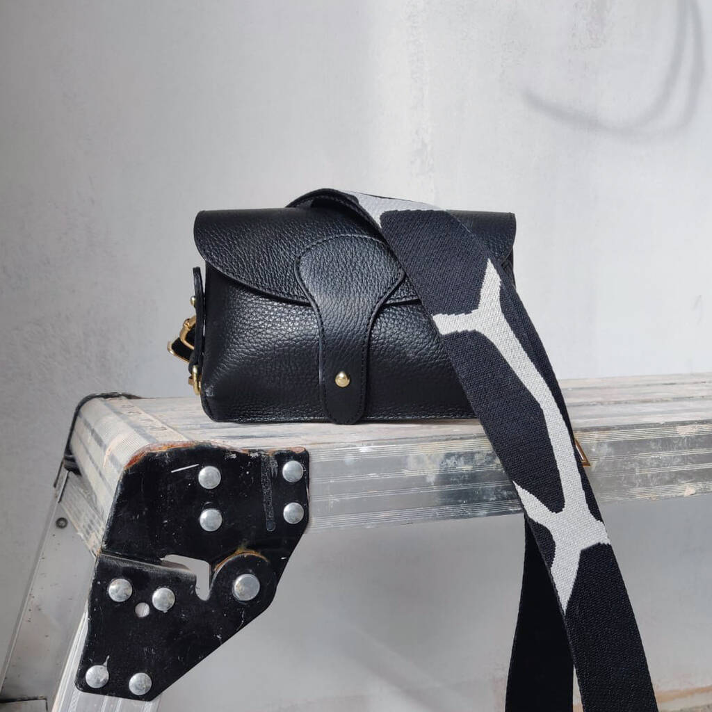 black leather cross over body bag