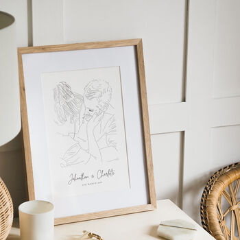 Personalised Wedding Portrait Line Drawing, 3 of 7