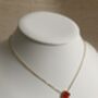 Gold Plated Red Single Clover Necklace, thumbnail 5 of 7