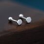 Sterling Silver Tiny Hexagon Barbell Earrings, thumbnail 1 of 12