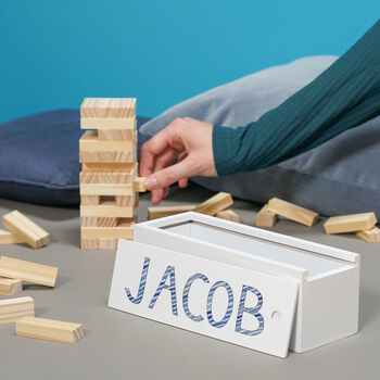 Personalised Stripy Letters Stacking Tower Game, 2 of 2
