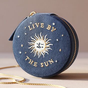Sun And Moon Embroidered Round Jewellery Case, 2 of 12
