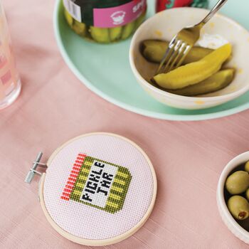 Pickle Jar Cross Stitch Kit, 3 of 3