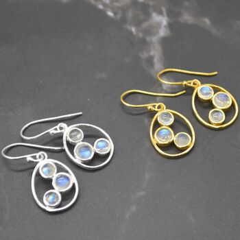 Rainbow Moonstone Earrings: Gold Or Silver Drop, 10 of 12