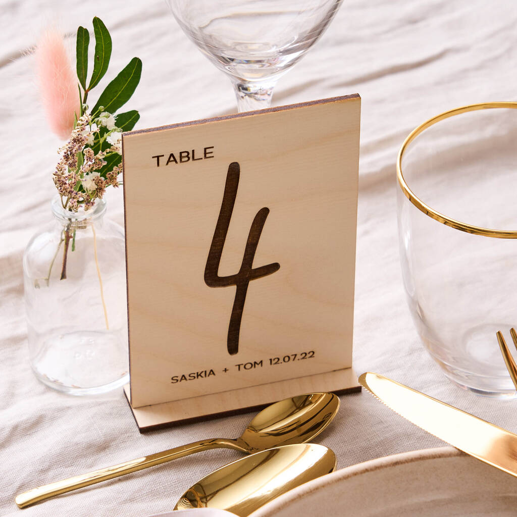 Personalised Wooden Wedding Table Numbers, 1 of 3