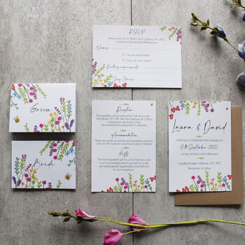 Wildflower Colourful Wedding Invitations, 10 of 12