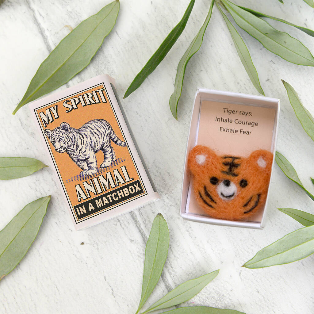 Wool Felt Tiger Spirit Animal Gift In A Matchbox By Marvling Bros Ltd. |  