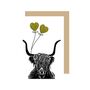Highland Cow With Gold Balloons Greetings Card, thumbnail 2 of 2