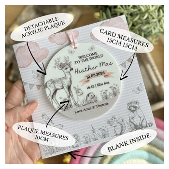 New Baby Pink Woodland Personalised Keepsake Card, 3 of 3