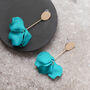 Turquoise Hand Painted Rose Petal Flower Drop Earrings, thumbnail 2 of 3