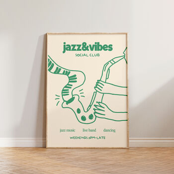 Jazz And Vibes Social Club Illustration Music Print, 5 of 11