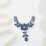 Midnight Blue Floral And Leaf Necklace, thumbnail 1 of 3