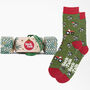 Tractor Cows Santa Bamboo Socks Men's Christmas Cracker Hanging Tree Decoration, thumbnail 1 of 5