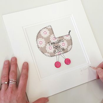 Personalised Embroidered New Baby Framed Artwork, 6 of 9