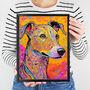 Colourful Whippet Dog Portrait Illustration Print, thumbnail 3 of 3