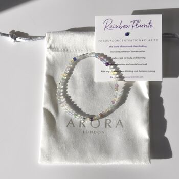 Dainty Rainbow Fluorite Crystal Bracelet For Focus And Study, 2 of 5