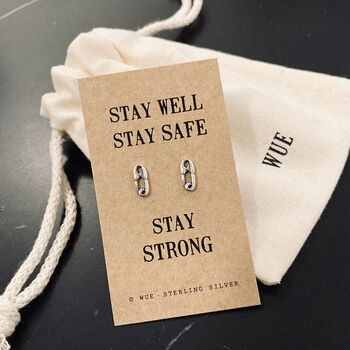 Silver Safety Pin Earrings. Stay Safe, 3 of 4