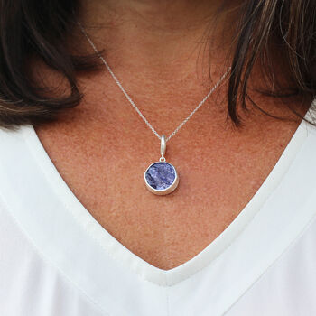 Tanzanite Round Gemstone Pendant And Earring Set, 5 of 5