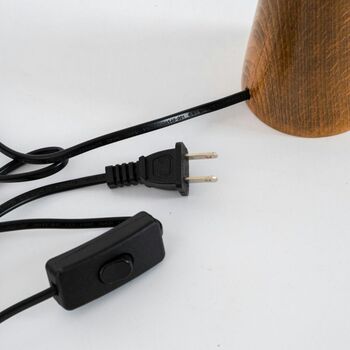 Walnut Wood Table Lamp, Vintage Linen Lampshade Lamp, 8 of 10