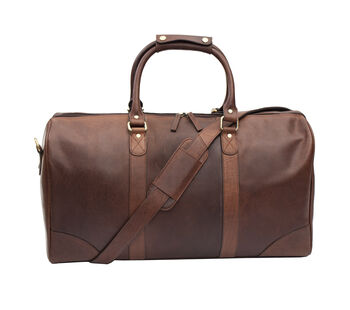 Luxury Brown Colombian Leather Holdall Personlaised, 5 of 11