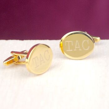Personalised Gold Plated Oval Cufflinks, 3 of 8
