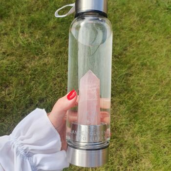 Rose Quartz Crystal Glass Water Bottle For Self Love, 3 of 6