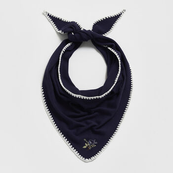 Triangle Blanket Stitch Blue Scarf, 2 of 5