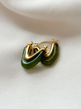 Green Molten Resin Hoop Earrings, 3 of 3