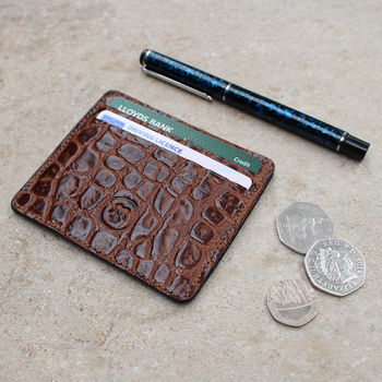 Handmade Small Leather Card Holder. 'The Marco Croco', 7 of 9