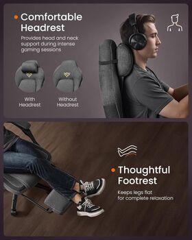 Ergonomic Gaming Chair With Footrest, 6 of 6