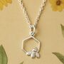Sterling Silver Honeycomb Bee Pendant Necklace, thumbnail 2 of 8