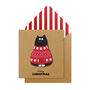 Handmade Black Jumper Cat Personalised Christmas Card, thumbnail 1 of 5