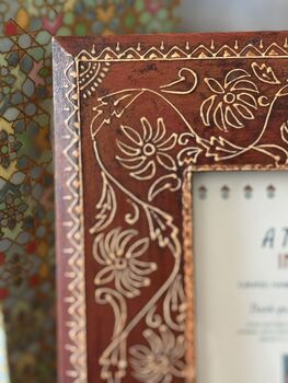 Indian Wood Picture Frame, Hand Painted Photo Frame, 2 of 7